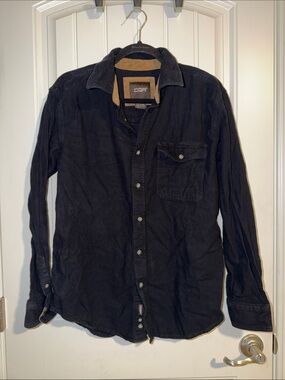 CQR Men's Black Corduroy Long-Sleeve Shirt SIZE L